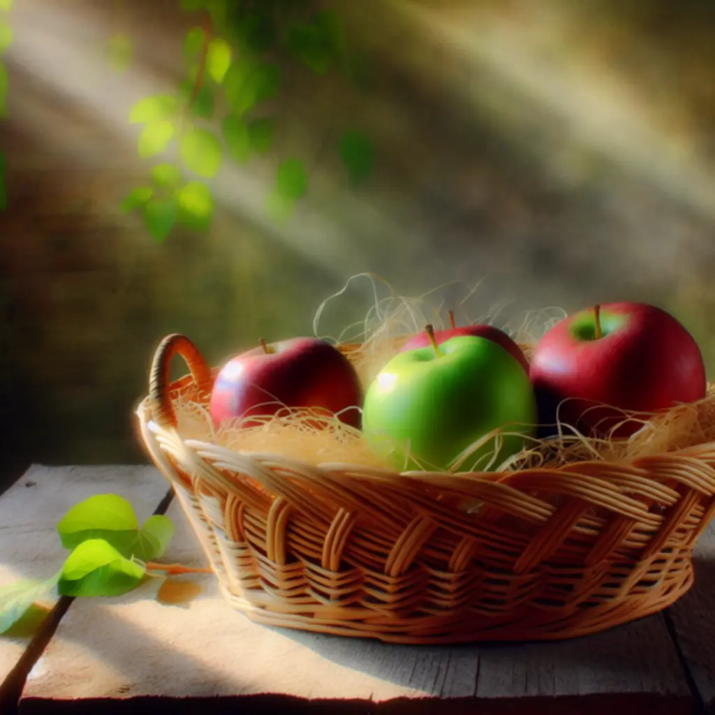 Biologische appels in een mand