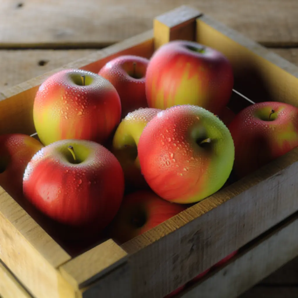 Biologische Elstar appels in een houten krat