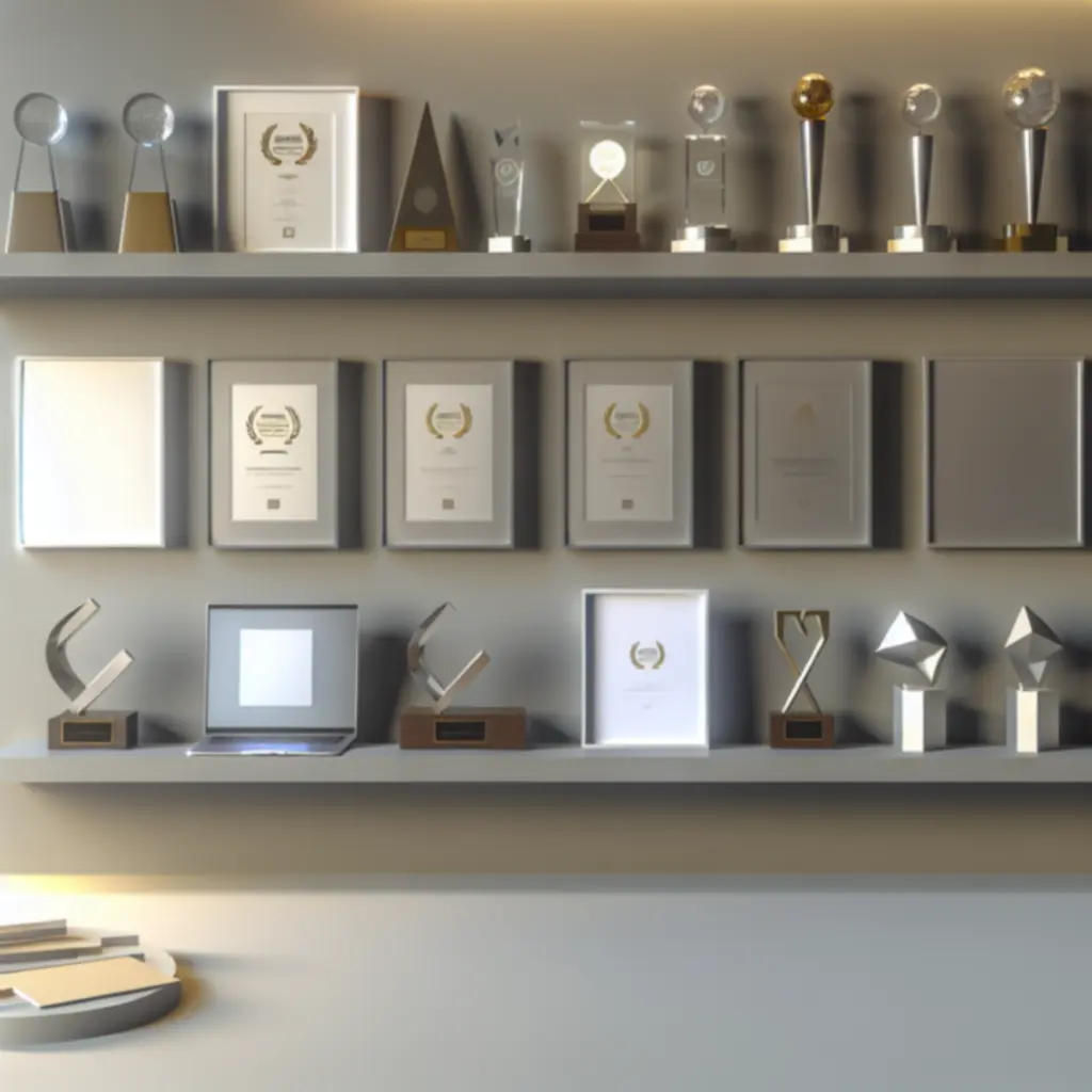 Trofeeënkast met e-commerce awards