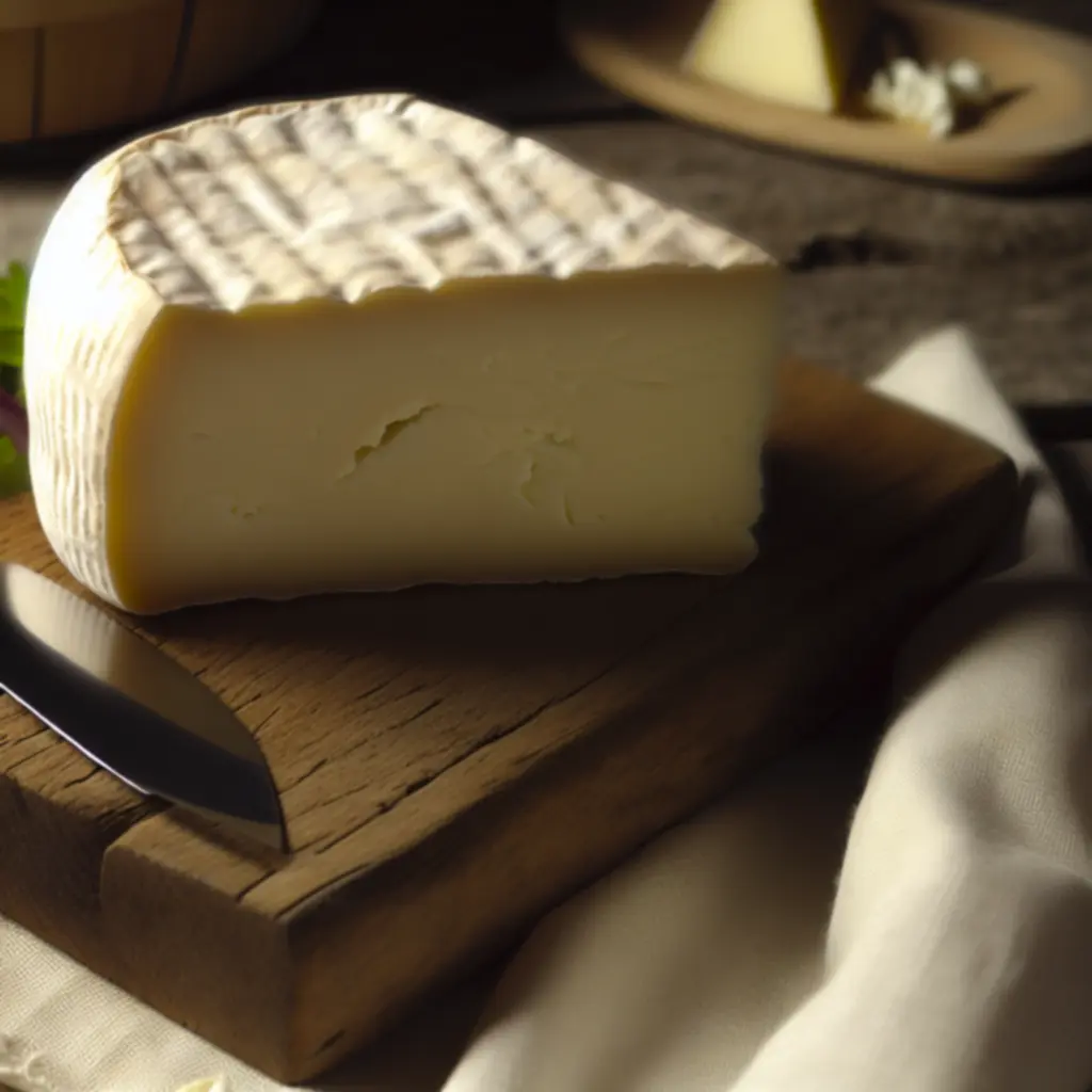 Halfzachte geitenkaas op houten plank