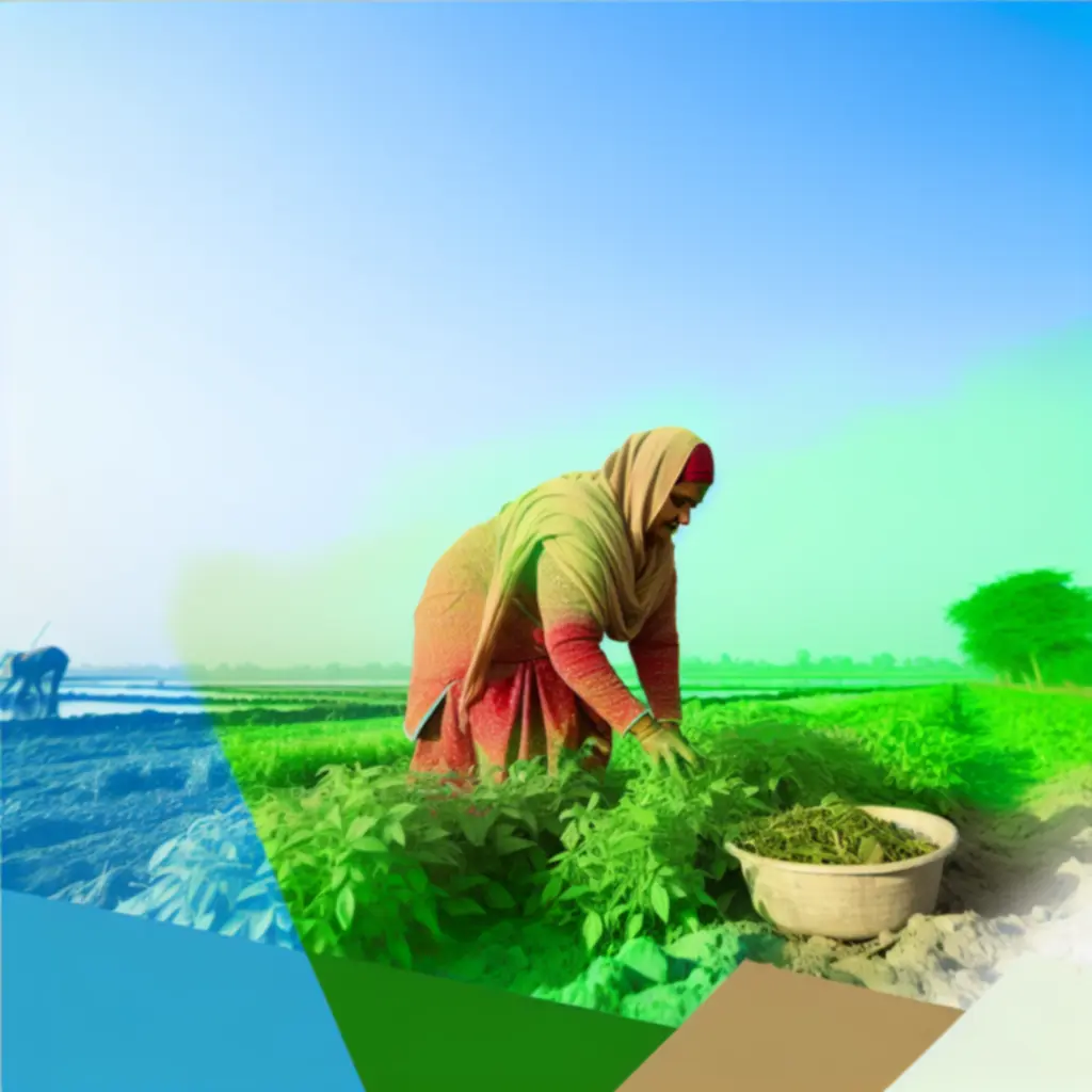 Boer met kruiwagen op groene akker, symbool voor lokaal en eerlijk