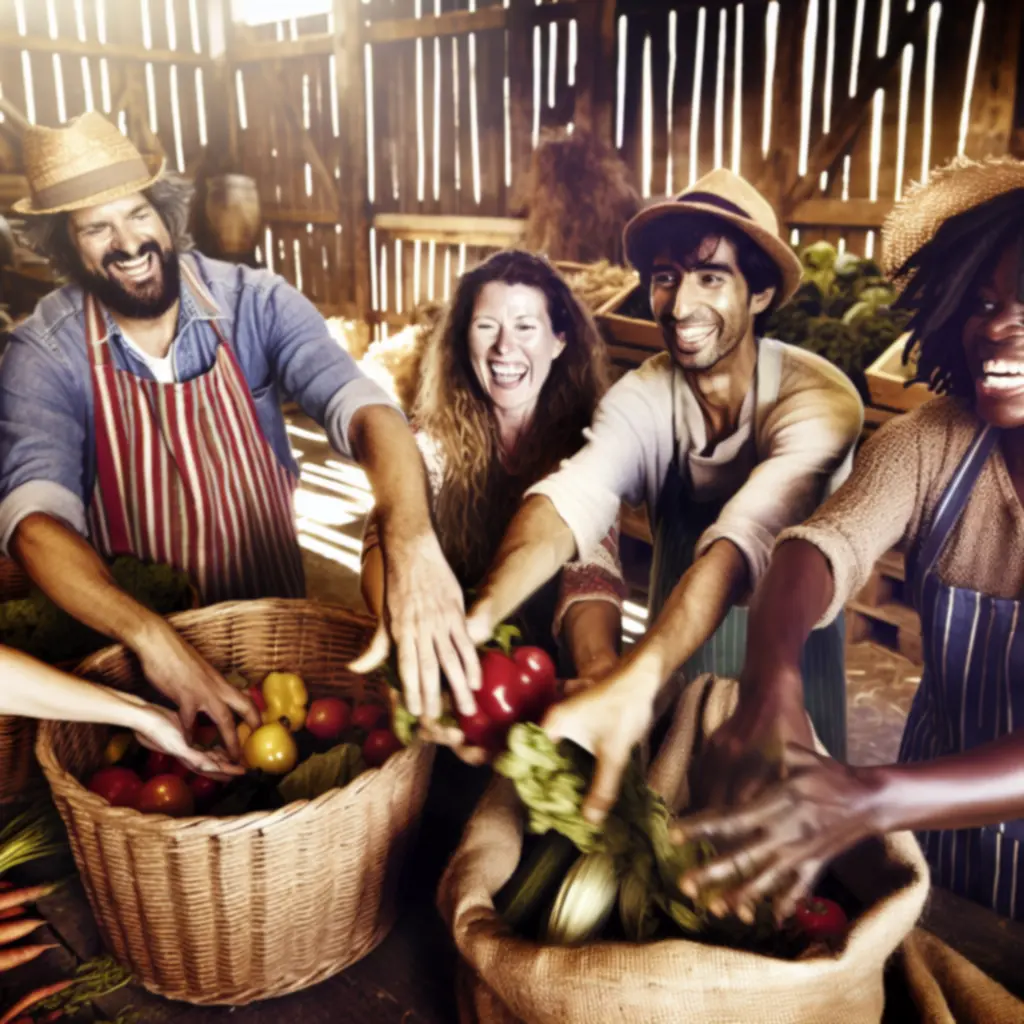 Boerenteam dat samenwerkt in de gemeenschap
