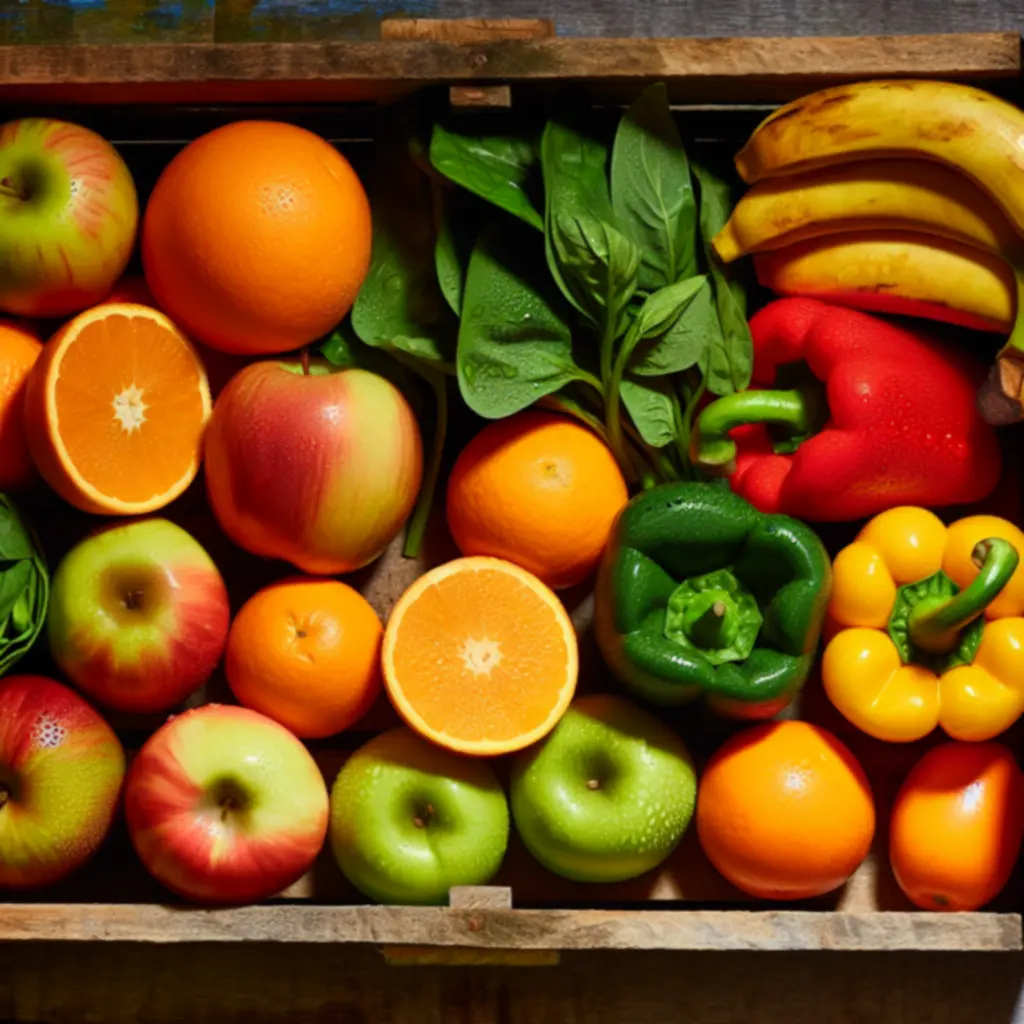 Mand met vers geoogste biologische groenten en fruit uit het veld