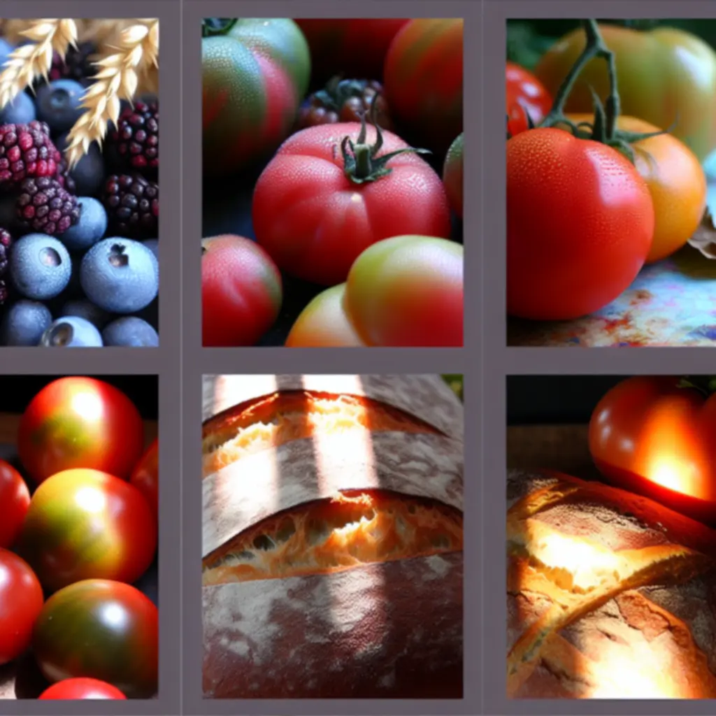 Collage van seizoensproducten – aardbeien, pompoen, en asperges