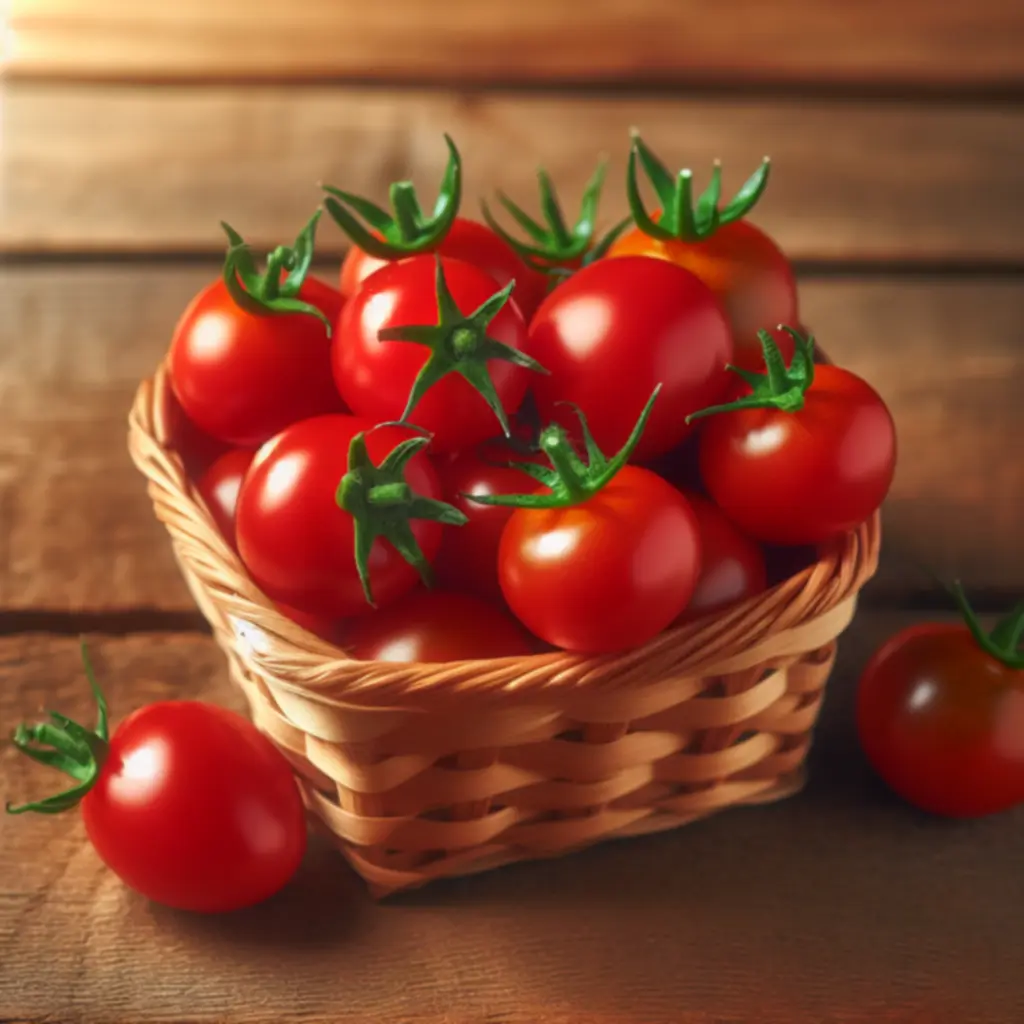 Mandje met rode kersentomaten